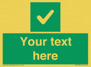 Custom green background, green square with tick sign